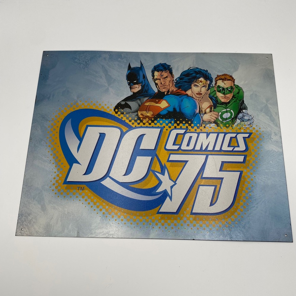 DC Comics 75th Anniversary Metal Sign Batman Superman Wonder Woman Green Lantern